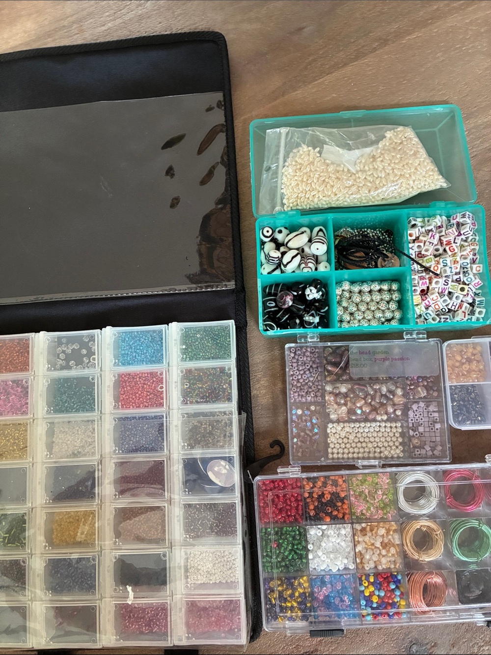 Bead & Jewelry Organizer Set in Teal & Clear - Multi-Compartment Storage Full